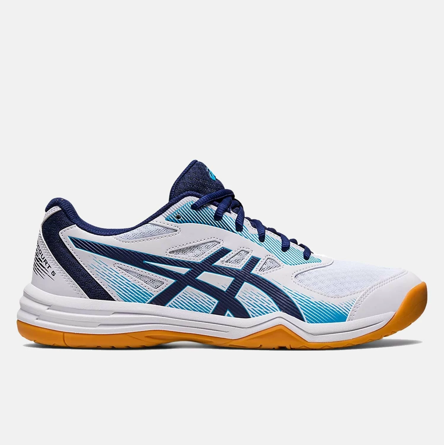 Asics Men's Upcourt 5 Volleyball Shoe, White/Indigo Blue 1 Asics Men's Upcourt 5 Volleyball Shoe, White/Indigo Blue