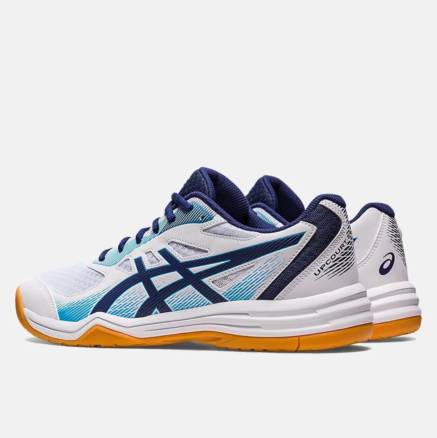 Asics Men's Upcourt 5 Volleyball Shoe, White/Indigo Blue 2 Asics Men's Upcourt 5 Volleyball Shoe, White/Indigo Blue - Image 2