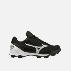 Mizuno Youth Girl's Wave Finch Lightrevo Molded Softball Cleat, Black/White