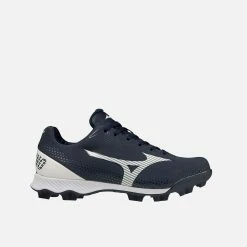Mizuno Junior Wave Lightrevo TPU Molded Low Baseball Cleat, Navy/White