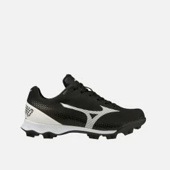 Mizuno Junior Wave Lightrevo TPU Molded Low Baseball Cleat, Black/White