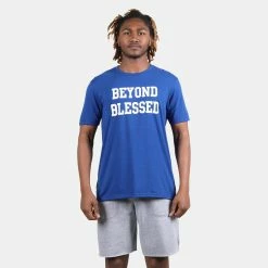 Beyond Blessed Text Short Sleeve Tee 14 Beyond Blessed Text Short Sleeve Tee -Running Shop bbtextdm130 royal 1 sv