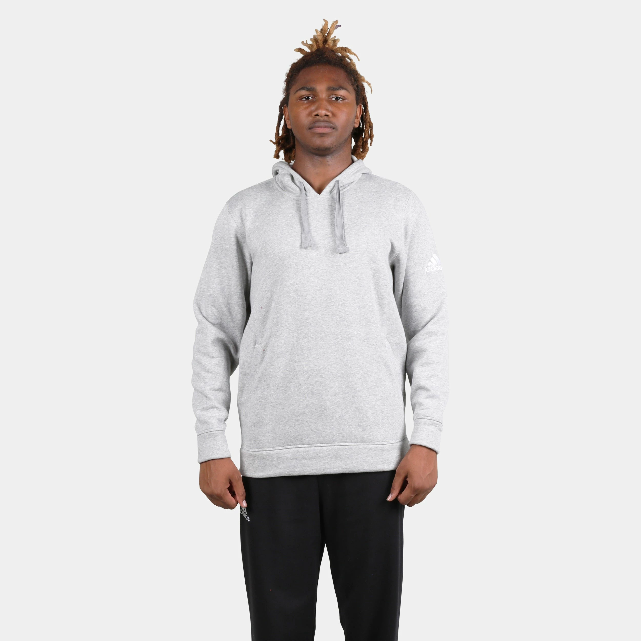 ADIDAS Men's Fleece Hood, Grey 2 ADIDAS Men's Fleece Hood, Grey - Image 2