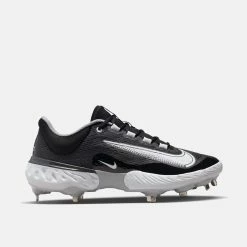 Nike Men's Alpha Huarache Elite 4 Low Baseball Cleats, Black/White/Smoke