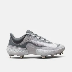 Nike Men's Alpha Huarache Elite 4 Low Baseball Cleats, Wolf Grey/White