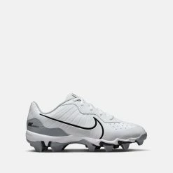 Nike Kids' Alpha Huarache 4 Keystone Baseball Cleats, White/Wolf Grey