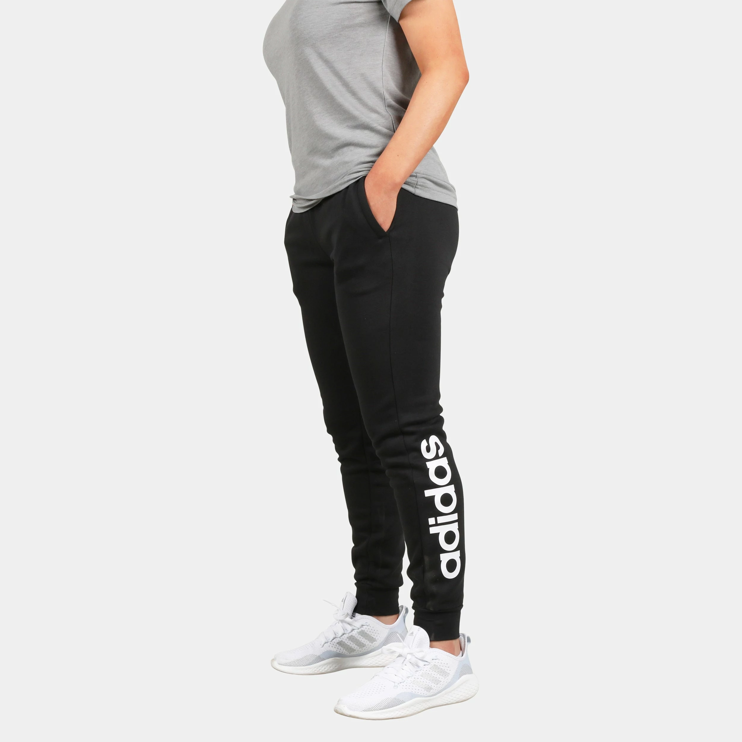 ADIDAS Womens Essential Linear Fleece Pant 3 ADIDAS Womens Essential Linear Fleece Pant - Image 3