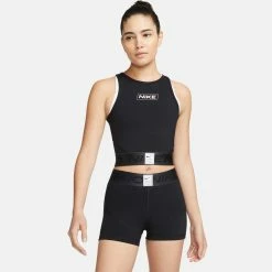 Nike Women's Pro Dri-FIT Graphic Crop Tank, Black/Smoke