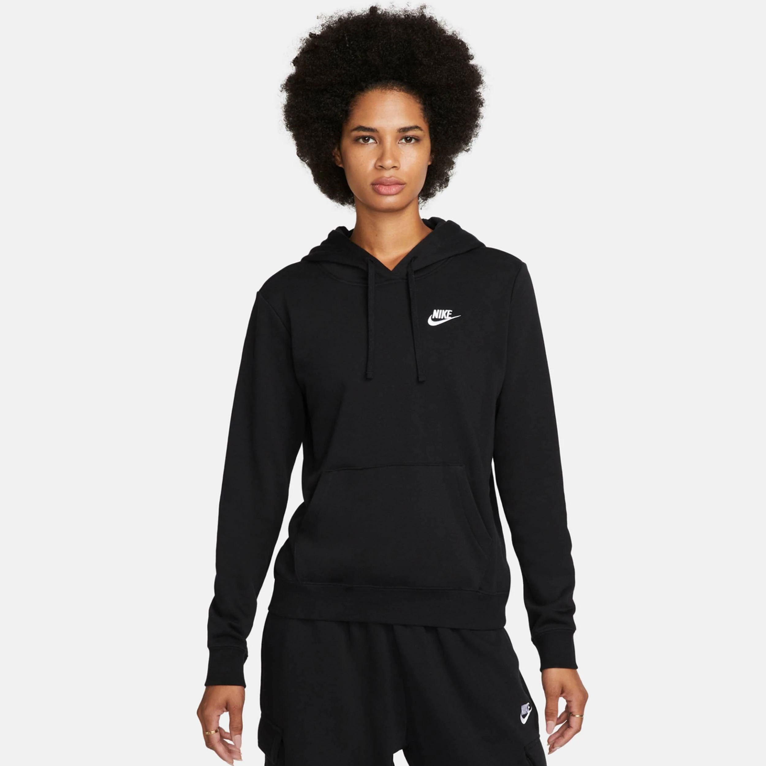Nike Women's Sportswear Club Fleece Pullover Hoodie, Black/White 1 Nike Women's Sportswear Club Fleece Pullover Hoodie, Black/White