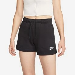 Nike Women's Sportswear Club Fleece Mid-Rise Shorts, Black/White