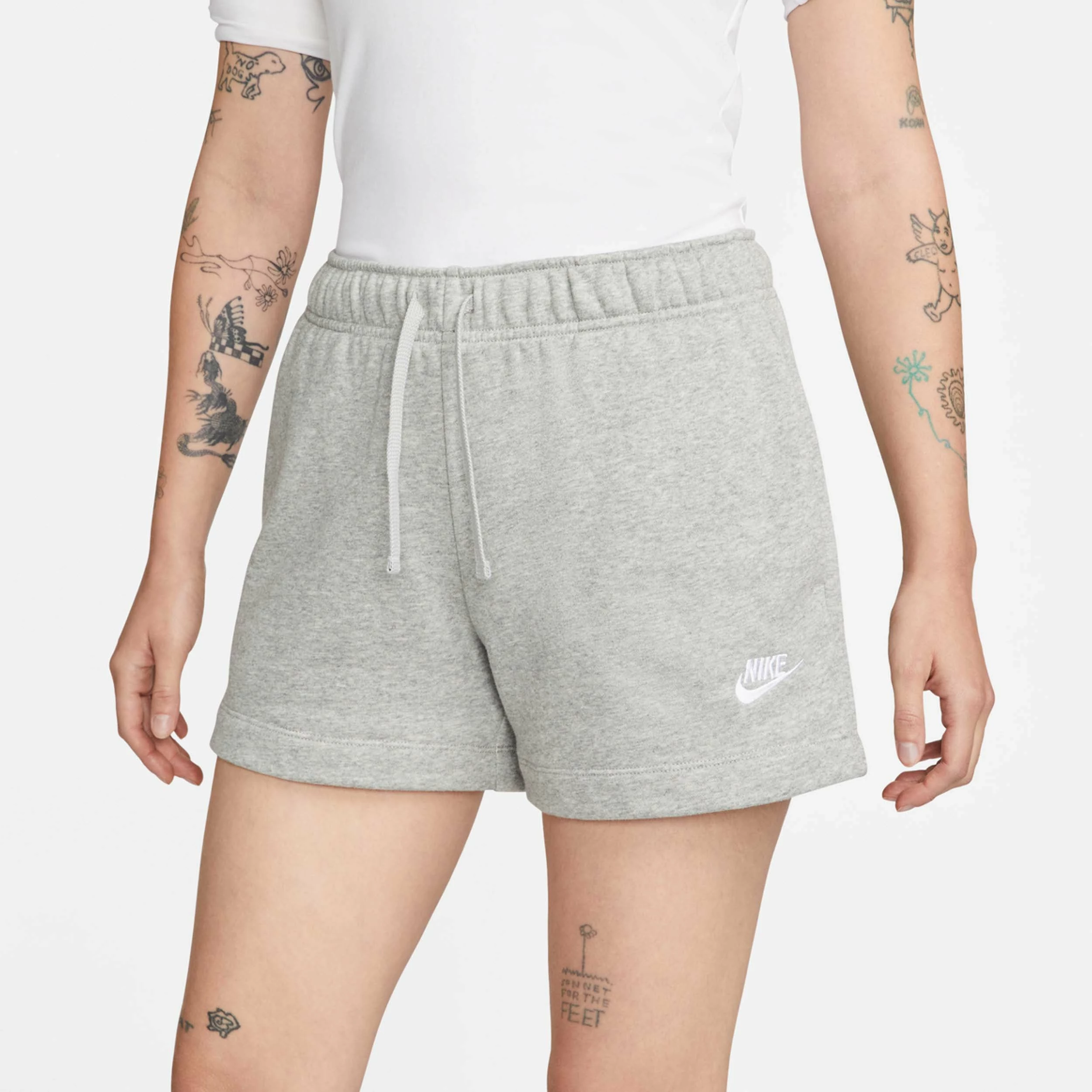 Nike Women's Sportswear Club Fleece Mid-Rise Shorts, Grey Heather 1 Nike Women's Sportswear Club Fleece Mid-Rise Shorts, Grey Heather