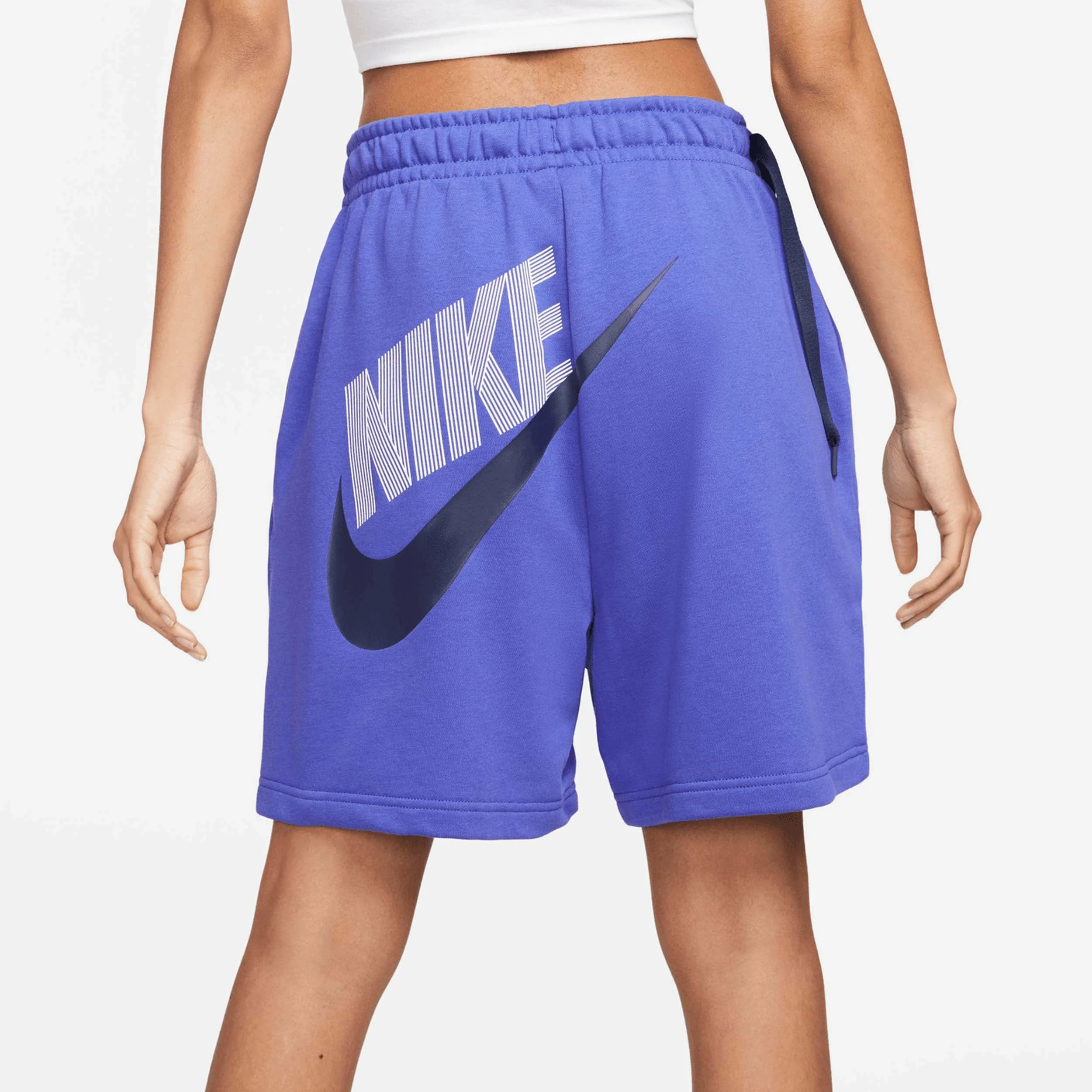 Nike Women's High-Rise Sportswear Fleece Dance Shorts, Lapis 2 Nike Women's High-Rise Sportswear Fleece Dance Shorts, Lapis - Image 2