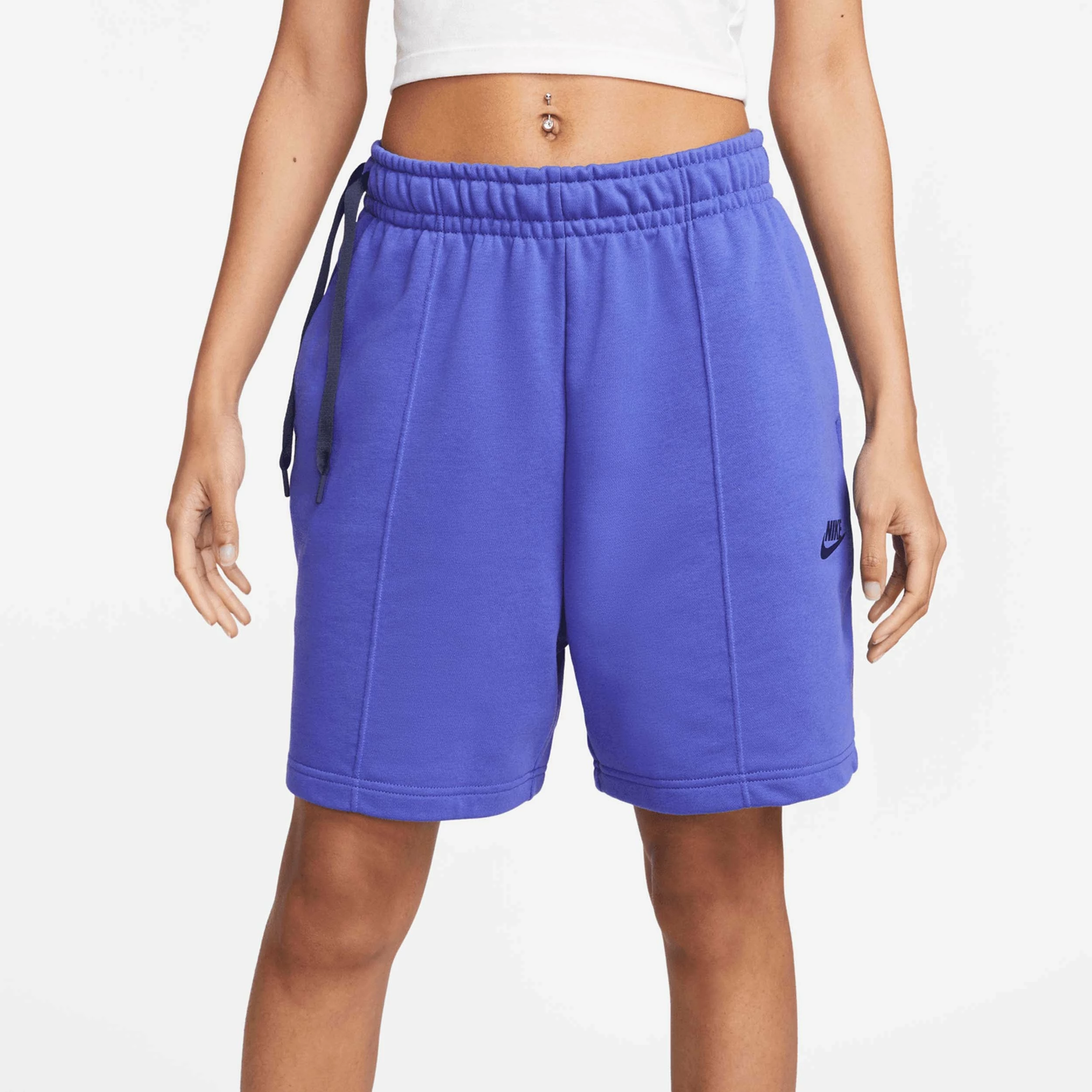 Nike Women's High-Rise Sportswear Fleece Dance Shorts, Lapis 1 Nike Women's High-Rise Sportswear Fleece Dance Shorts, Lapis