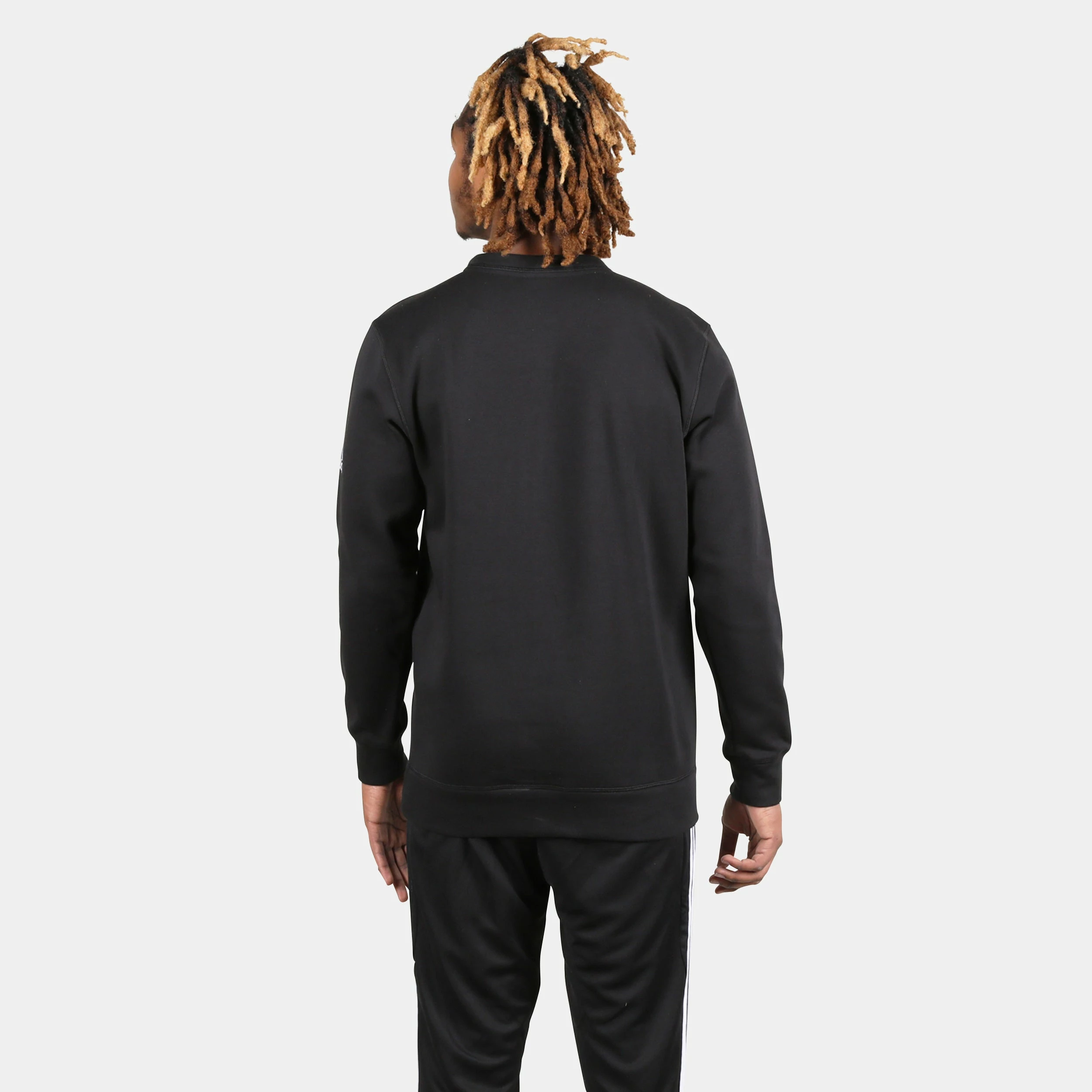ADIDAS Men's Fleece Crew, Black 2 ADIDAS Men's Fleece Crew, Black - Image 2