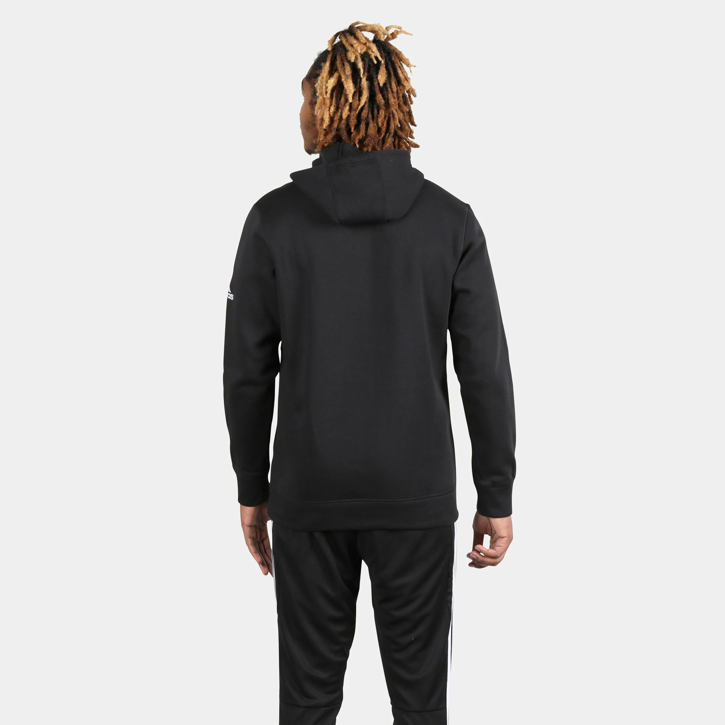 ADIDAS Men's Fleece Hood, Black 2 ADIDAS Men's Fleece Hood, Black - Image 2
