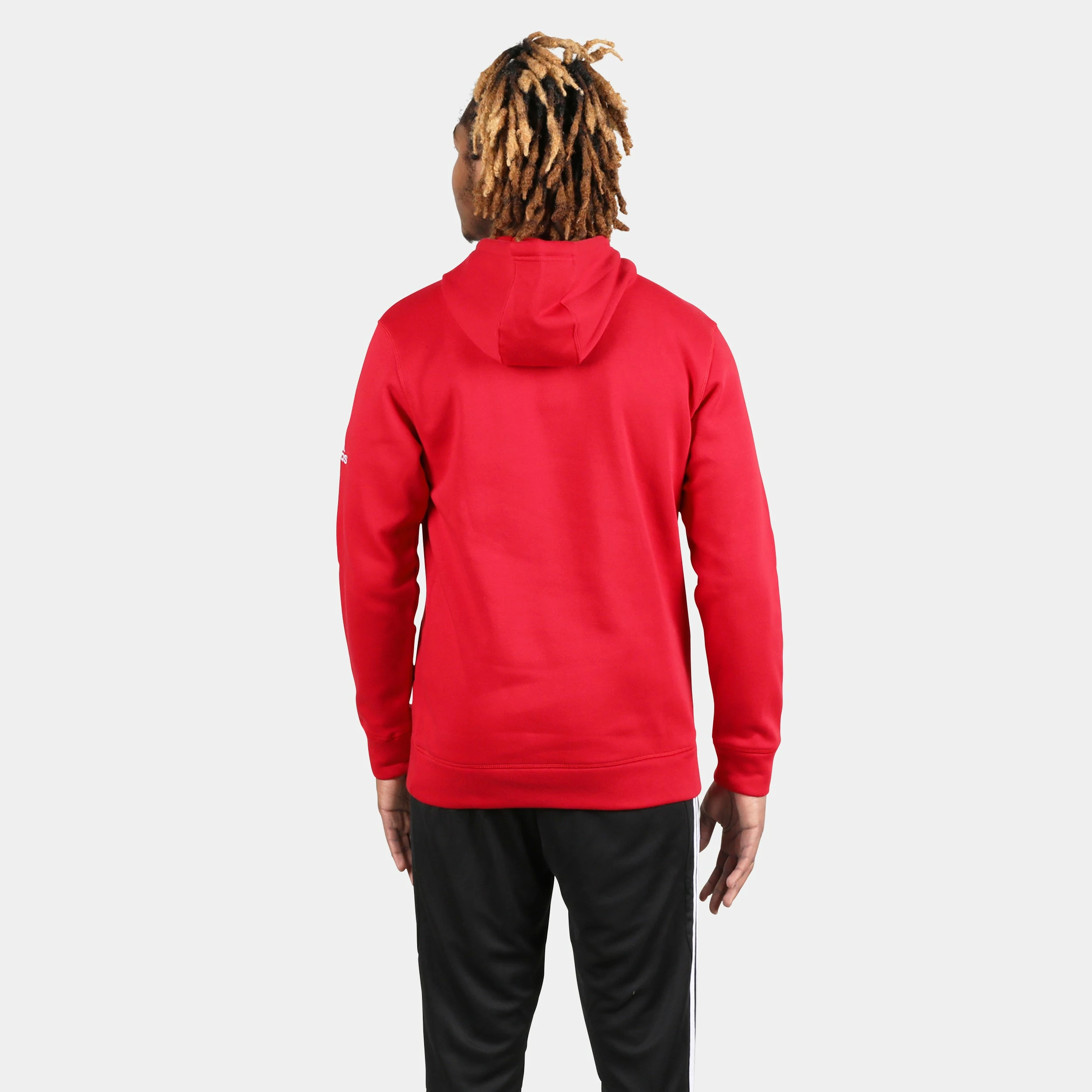 ADIDAS Men's Fleece Hood, Power Red 2 ADIDAS Men's Fleece Hood, Power Red - Image 2